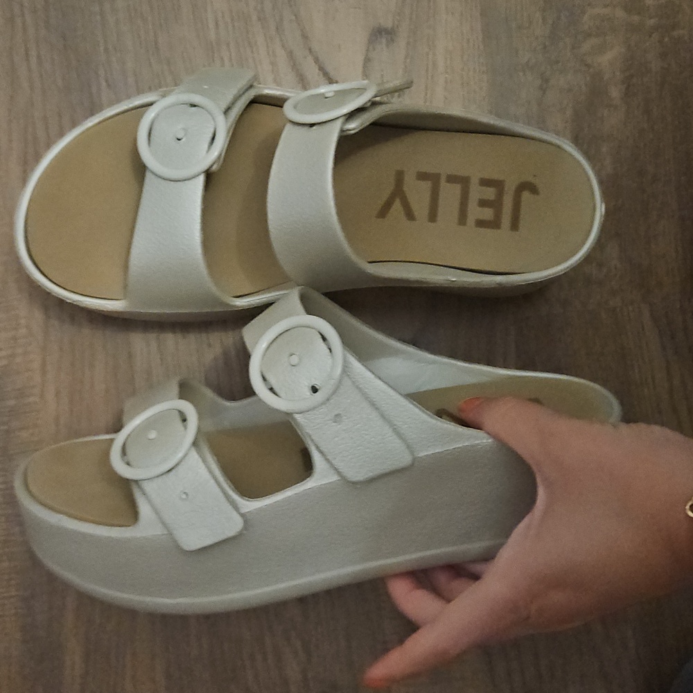 Women's Beige Slide Sandals By Lemon Jelly